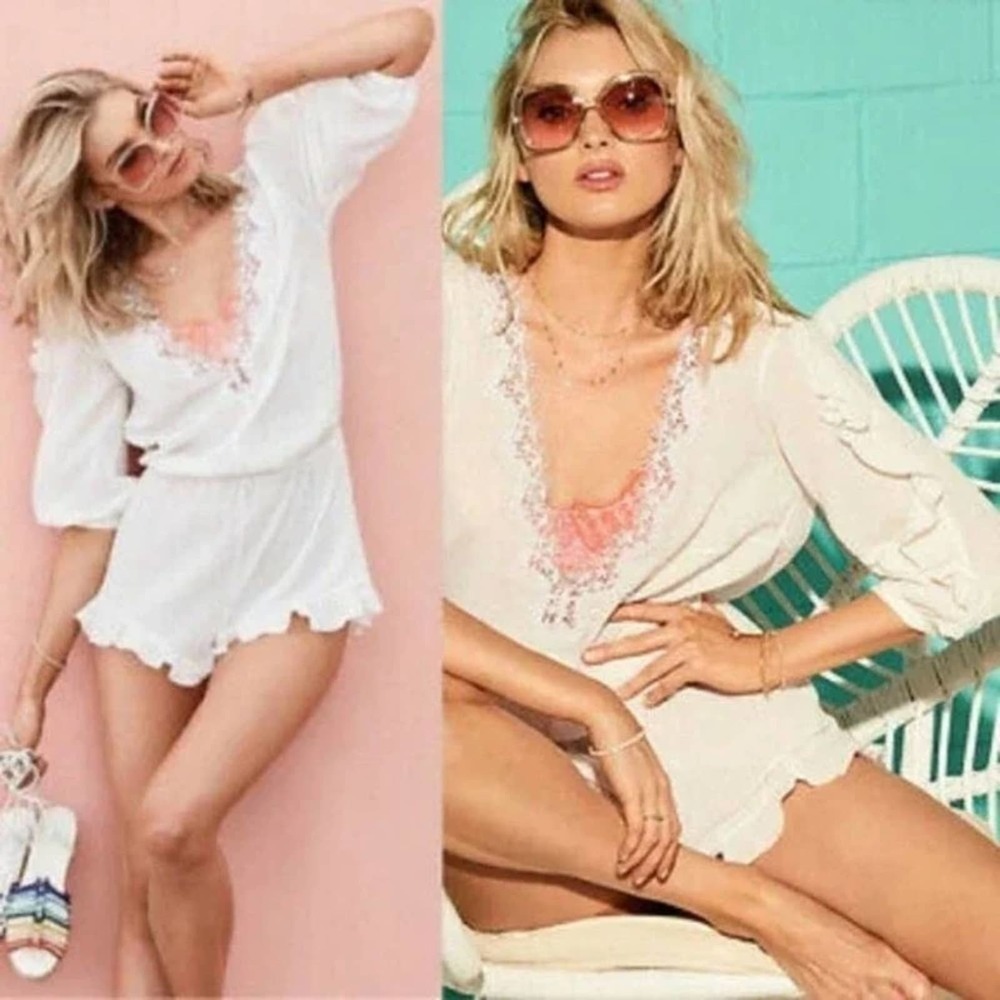 Victorias Secret‎ Lace Romper 100% Cotton White Size XS NEW!!